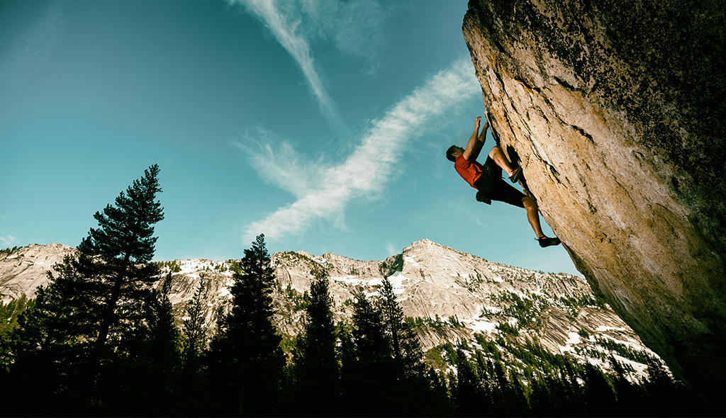 Rock climbing over mountains
