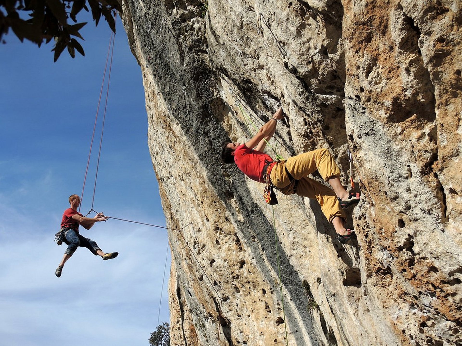 Man climbing outside